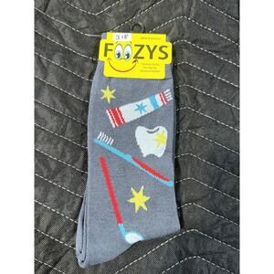 Foozys Dental Crew Socks‎ Men Size 10-13 Grey NWT Teeth Toothbrush Novelty FM-88